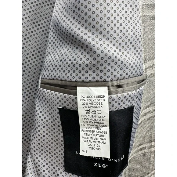 Shaquille Oneal Mens XLG Plaid Blazer Jacket Sport Coat Suit Separate Tan Gray - Picture 7 of 10